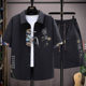 Chinese style short-sleeved shirt men's summer ice silk national trend shirt shorts suit teenagers handsome matching set