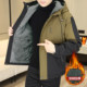 Fleece-Lined Thick Hooded Jacket for Men, Autumn and Winter, Trendy Color-Blocked Casual Warm and Cold-Proof Jacket for Teenagers