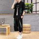 Summer New Style Chinese Casual Short-Sleeved Shirt Suit for Men, Loose Thin Cropped Pants, Chinese Style Handsome Two-Piece Set