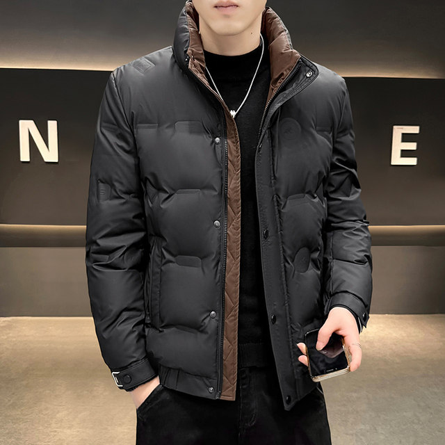 Down jacket men's 2025 winter new trendy brand handsome high-end stand-up collar jacket white duck down warm and versatile clothing