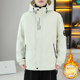 Fleece-Lined Thick Hooded Jacket for Men, Autumn and Winter 2025 New Trendy Brand Color-Blocked Jacket, Youth Warm and Cold-Proof Clothing