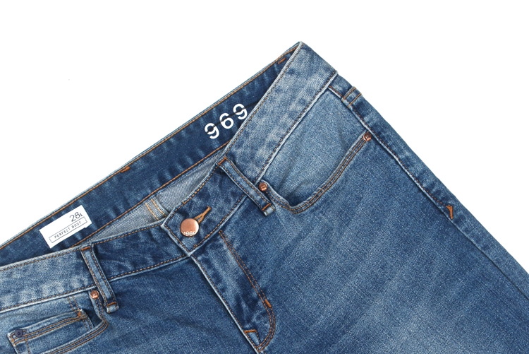 G series cỡ lớn nữ viện trợ nước ngoài màu xanh 99 cotton co giãn không đều cạnh tám quần jeans nhỏ thẳng quần jean ống đứng nữ đẹp