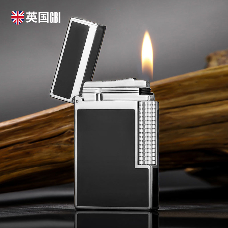 UK GBI Lang lighter men's upscale creative personality inflatable pure brass lighter steel tone side slip sending boyfriend