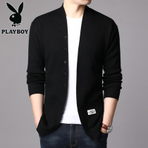 Playboy mens cardigan sweater wear 2021 New Spring Autumn Korean trend sweater coat mens