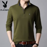 Playboy, мужской хлопковый весенний однотонный лонгслив, повседневная футболка polo, в корейском стиле