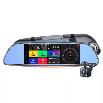 Cartest T7 voice-activated rear mirror satellite navigation recorder dual-lens driving recorder reversing image All