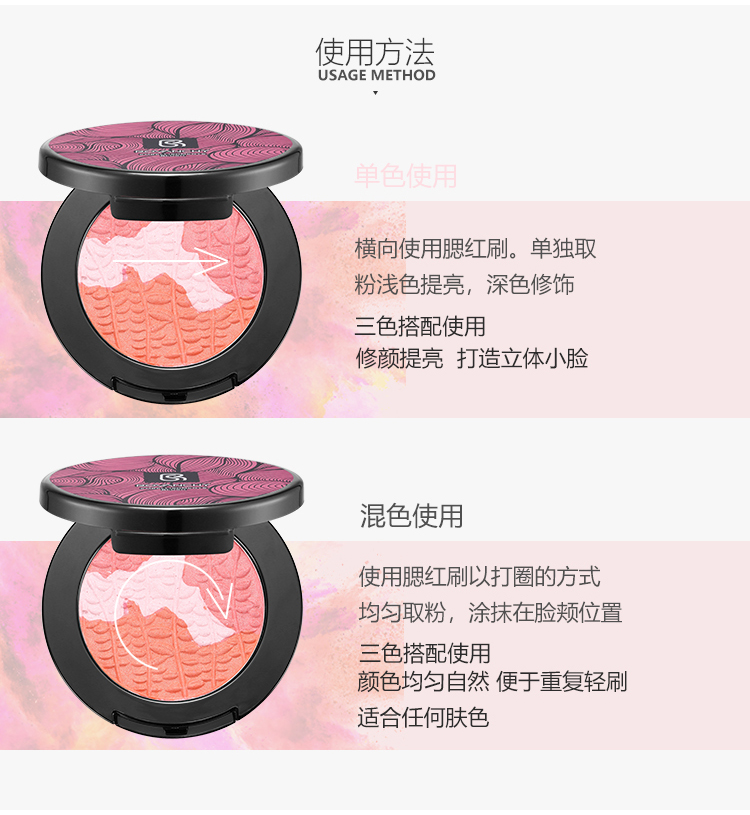 Luo Fanshi Orange Blush Chính hãng Trang điểm màu nude Không thấm nước Giữ ẩm Nổi bật Làm sáng da Trang điểm Sunburn Powder Repair Rouge - Blush / Cochineal kem má hồng
