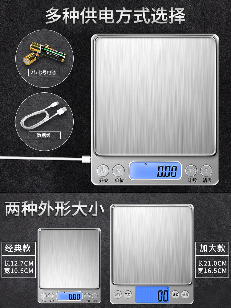 High-Precision Milligram Gold Gram Scale, Tea Measuring Spoon, Electronic Scale for Weighing Jewelry, Accurate Tea Leaf Baking Balance, Kitchen Gram Scale