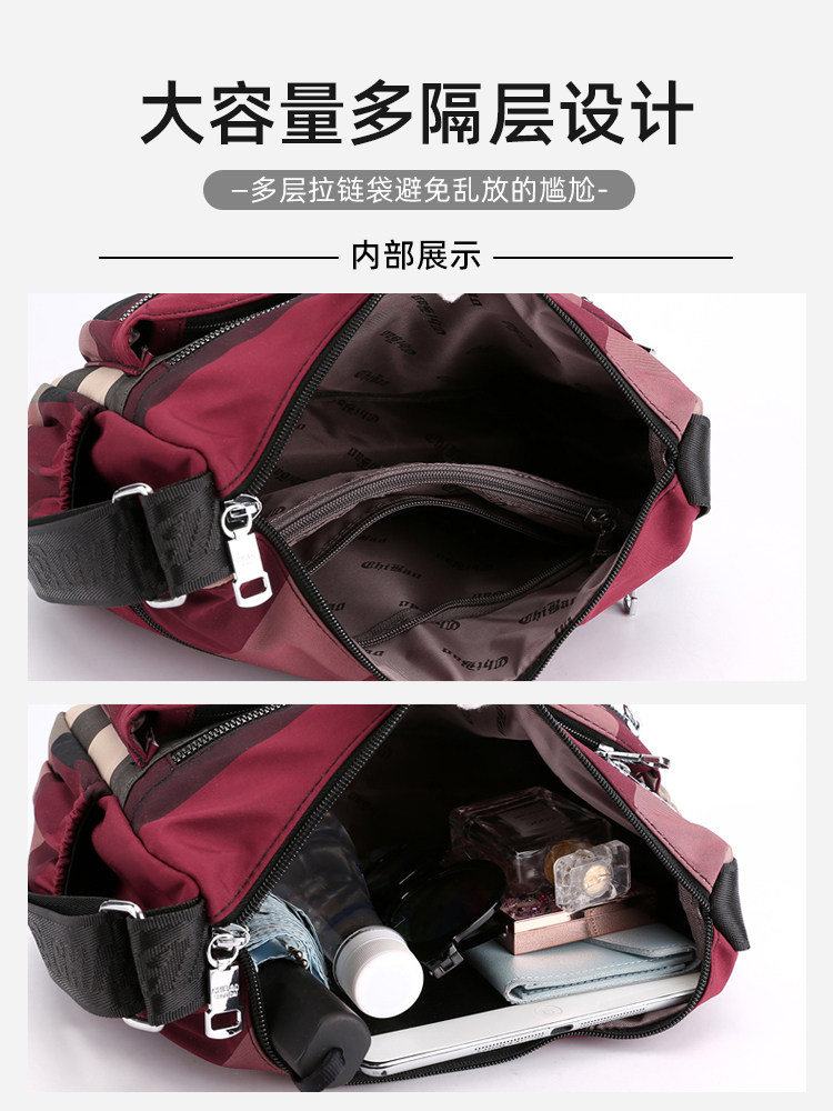 Plaid Crossbody Bag Multi-Layer Shoulder Bag Cloth Bag Backpack Oxford Cloth Women's Bag Canvas Large Capacity Travel Mom Bag