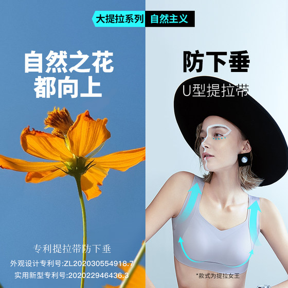 Runwei Lifting Queen Bra for Women with Big Breasts to Make Smaller, Seamless Reducing of Secondary Breasts, Gathering and Anti-sagging, Thin Wireless Bra