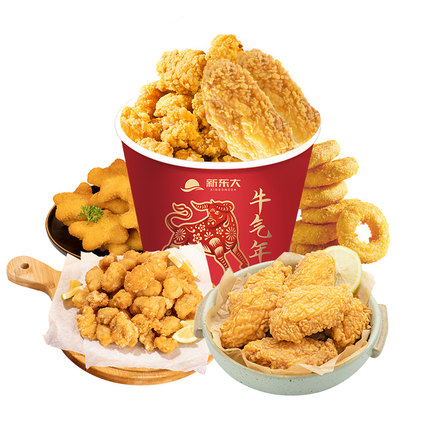 新东大欢乐全家福套餐盐酥鸡米花吮指鸡块鸡肉洋葱圈香辣翅1880g