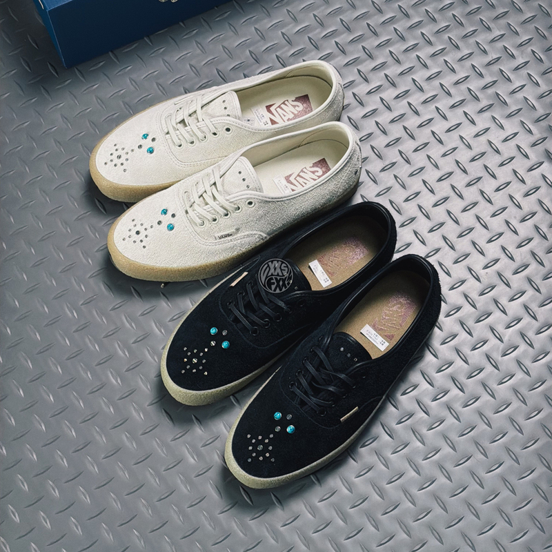 Vans Premium Authentic Turquoise Rivets Retro Ethnic Style Street Style Men's and Women's Shoes Casual Sneakers