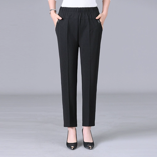 Штаны для матери, повседневные брюки, оверсайз, для среднего возраста, свободный прямой крой