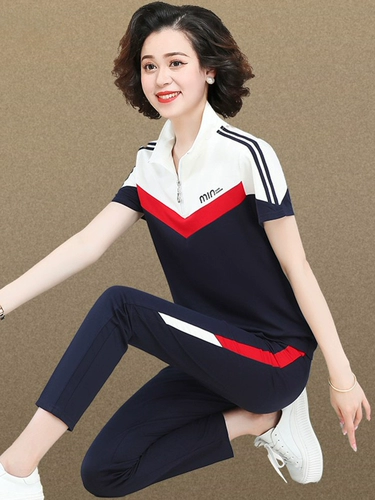 Летняя одежда на день матери для матери, футболка с коротким рукавом для пожилых людей, летний спортивный костюм, в западном стиле, для среднего возраста