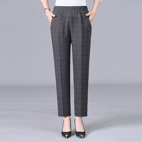 Штаны для матери, повседневные брюки, оверсайз, для среднего возраста, свободный прямой крой