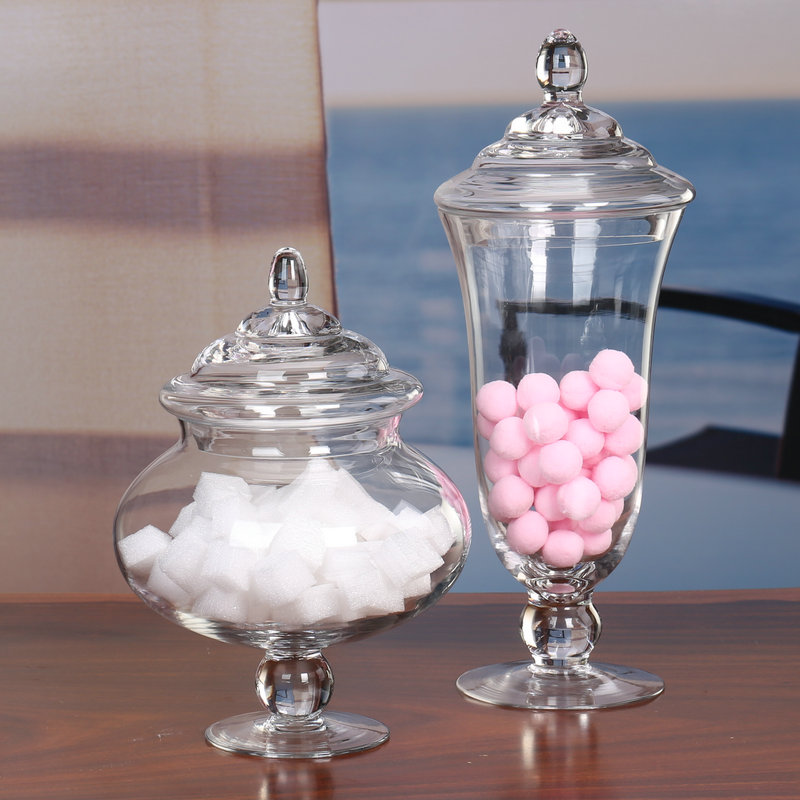 Storage Tank High Definition Transparent Eu Style Candy Jar Wedding pendulum Pendulum Tank room Living-room Living-room Soft-Fitted Glass Display Jar