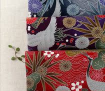 Imported Japanese-style cotton printed fabric 1360 blue wave silver crane crane cherry blossom width 110 * 90cm