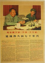 No. 36 antique painting poster collection Cultural Revolution painting Chairman Mao Lin Biao welcomes the great 1970s 75 * 50cm