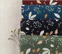 Imported Japanese style cotton fabric 1532 vintage flower leaf pine nuts width 110 * 90cm
