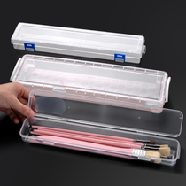 Transparent brush storage box plastic gouache pen box large small tool box sketching art portable pen box pencil case stationery box