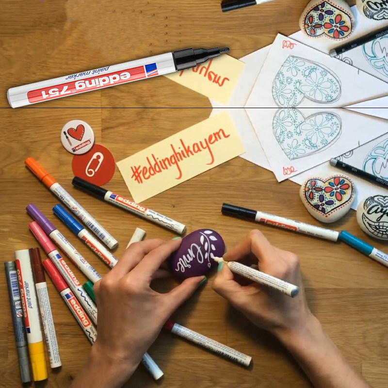 German paint pen color painting stone glass anti-alcohol does not fade edding751 industrial metal marker