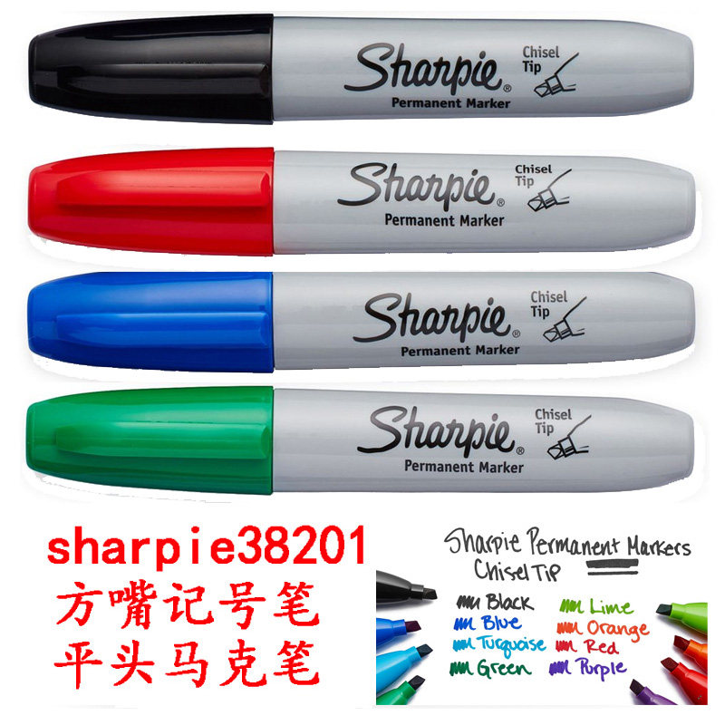 Sanfu sharp marker pen sharpie38201 oily waterproof does not fade 1-5MM square mouth oblique head microphone pen