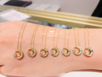 Japan direct delivery festaria 18k colorful week stone moon star cut diamond necklace