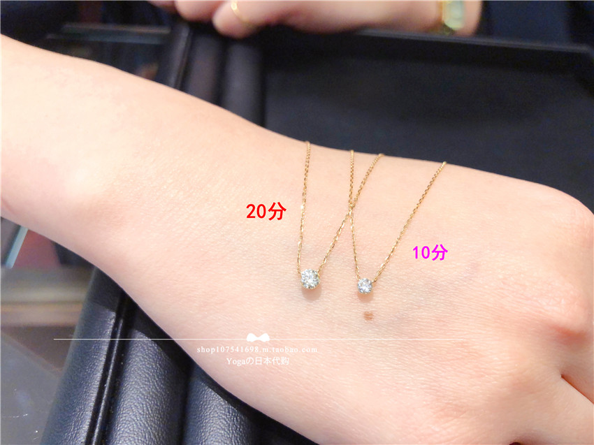 Japan direct agete 18K gold single diamond classic simple collarchain