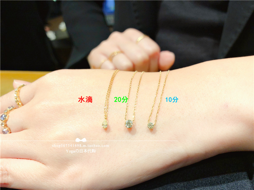 Japan direct agete 18K gold single diamond classic simple collarchain