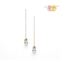 Japan direct mail TASAKI 18K gold Lucky Clover butterfly 8mm akoya pearl ear thread