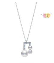 Japanese direct mail TASAKI 18k platinum akoya seawater pearl diamond note necklace