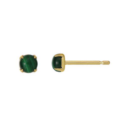 Japan Direct Take up 18k Gold Dark Green Malachite Joker Ear Needle