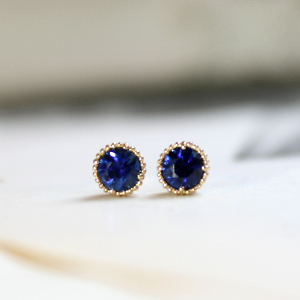 Japan direct Ginza rim Ginza Ginza 18k gold sapphire ear nails 20 points