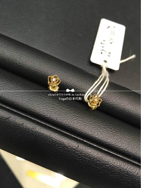 ♥ Japan direct mail live agete 18K gold rose florian diamond earshot♥