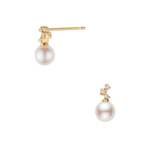  Japan Direct mail Vendome Aoyama 18k elegant akoya pearl diamond embellished earrings