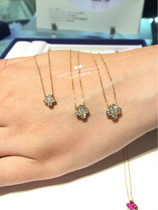Japan Direct Post Vendome Aoyama 18k Four Leaf Grass Super Shiny Diamond Necklace