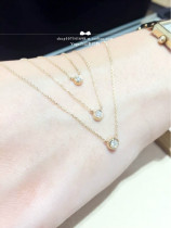 Japan Direct mail Star Jewelry girl 10k gold single diamond smiley face double-sided necklace