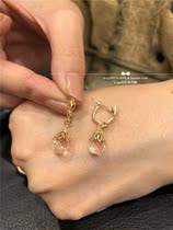 Japan direct agete 10k leaf hollow pattern earrings with quartz stone drop earrings