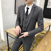 Suit suit mens business leisure British style suit male groom groom groomsman wedding dress temperament formal dress