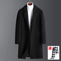 Hairy coat mens long Korean casual thick woolen coat winter mens temperament woolen trench coat