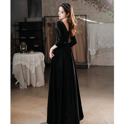 Черное летнее элитное вечернее платье, юбка, французский стиль, изысканный стиль