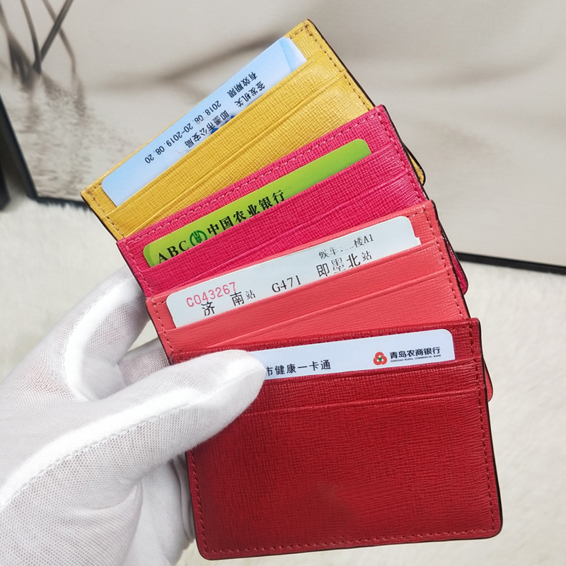 Mới đầu tiên lớp da bò da siêu mỏng túi thẻ phụ nữ túi nhiều thẻ mini đơn giản nhỏ gọn thẻ nữ - Chủ thẻ ví nam cao cấp