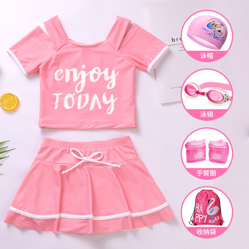 Children's swimsuit Girls ' middle and large children's new cute princess baby skirt two-piece Korean sports sunscreen swimsuit