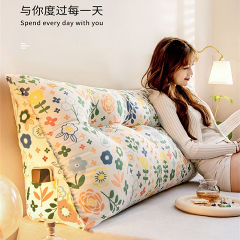 Japanese bedside mattress with backbone tatami bed head board soft bag backpack triangle waist and pillow double