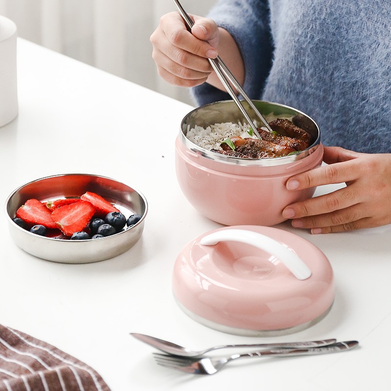 Japan's JULIPET stainless steel lunch box student girl with lid lunch box children's anti-scalding double-layer bento box lunch simple