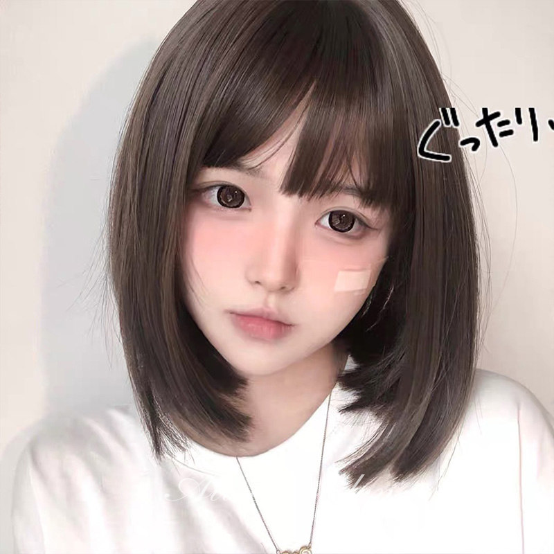Wig short hair female Net red short hair daily bobo natural bangs full head cover cute lolita realistic wig female