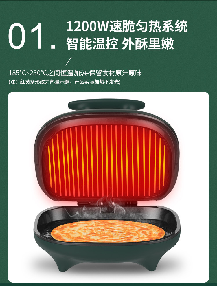 Электрическая блинница 利仁电饼铛家用双面加热加大加深烤饼机烙饼锅煎烤机薄饼机早餐机 Liven