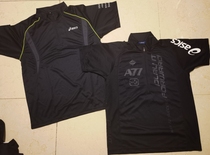 A77 asic zipper stand collar short sleeve polyester quick dry training for men D