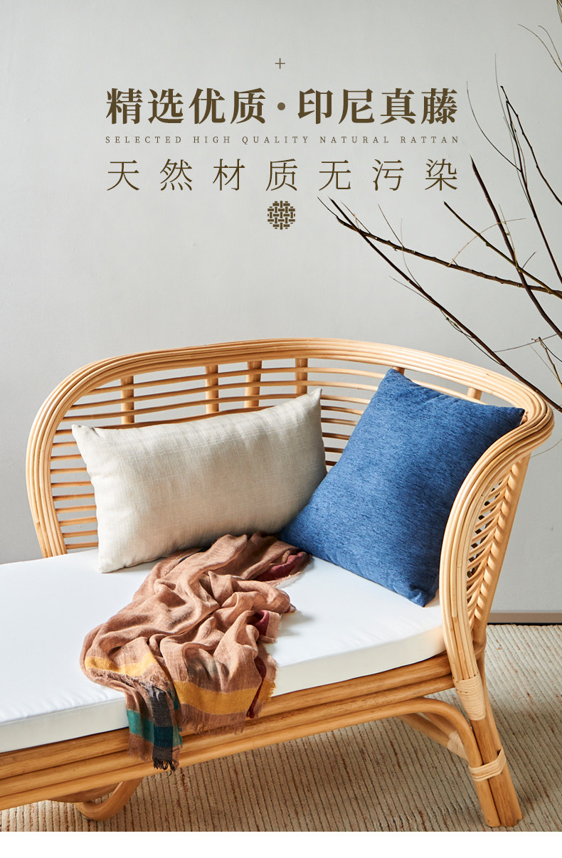 日式藤编沙发组合家用客厅全印尼真藤编织贵妃椅简约民宿两用沙发-阿里巴巴