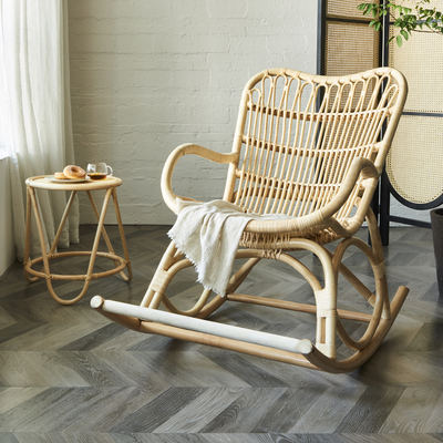 Nordic rattan rocking chair, modern Japanese adult leisure chair, simple home balcony single sofa chair, leisure lounge chair